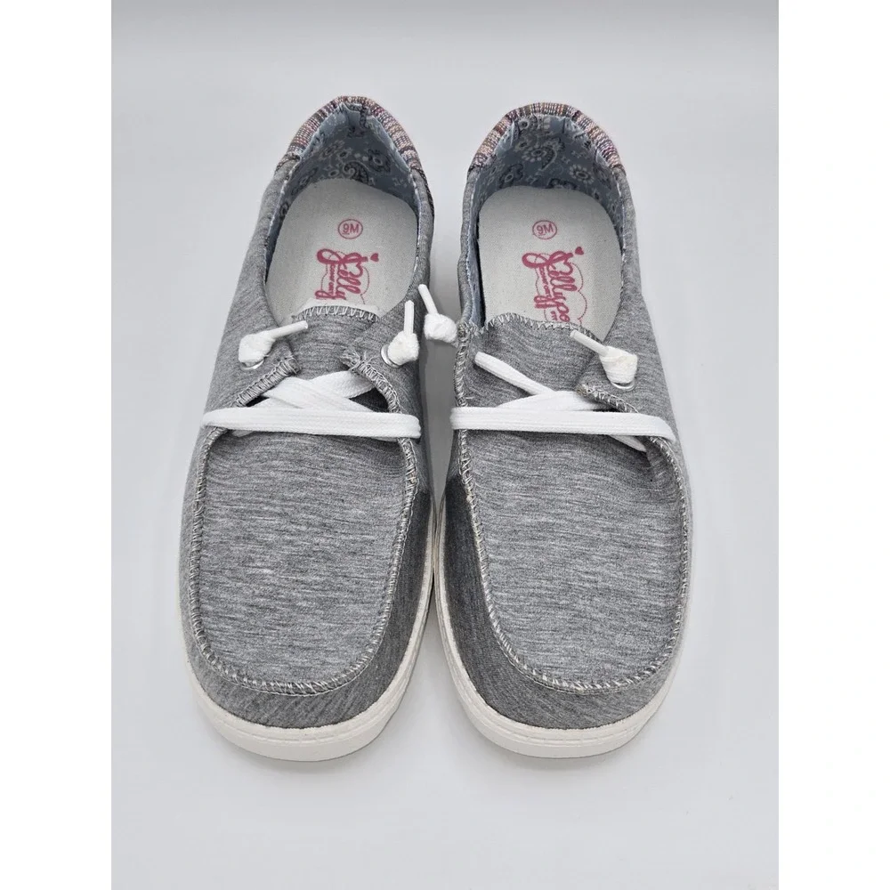 Jellypop Los Angeles Casual Canvas‎ Boat Shoes Gray Comfort Slip-On Loafers